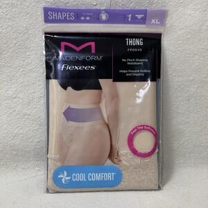 Maidenform‎ Flexees Thong Womens Size XL Beige Shapewear Underwear Panty